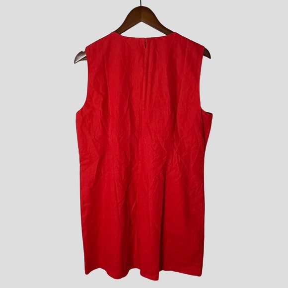J. Crew Red Button Front Linen Mini Dress Old Money Nautical Preppy Summer - Picture 8 of 12